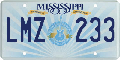 MS license plate LMZ233