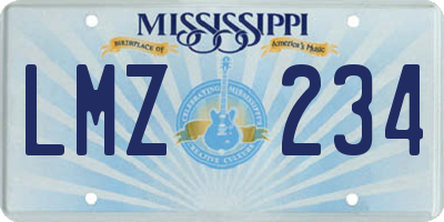 MS license plate LMZ234