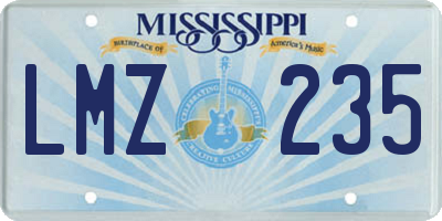 MS license plate LMZ235