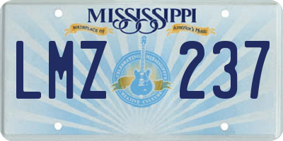 MS license plate LMZ237