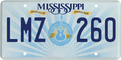MS license plate LMZ260
