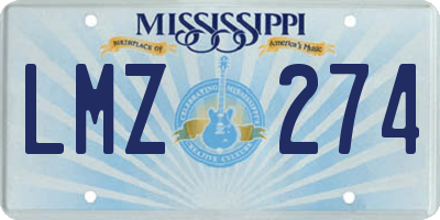 MS license plate LMZ274