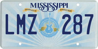 MS license plate LMZ287