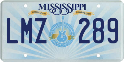 MS license plate LMZ289