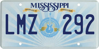 MS license plate LMZ292