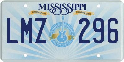 MS license plate LMZ296