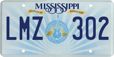 MS license plate LMZ302