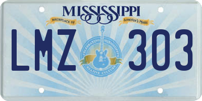 MS license plate LMZ303