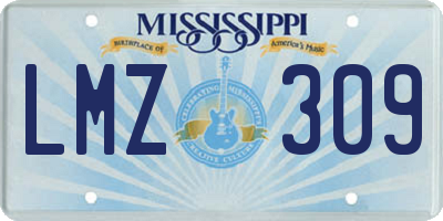 MS license plate LMZ309