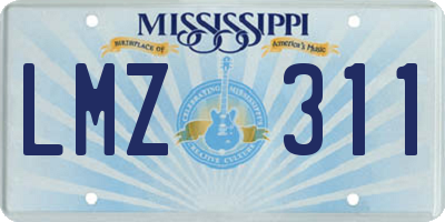 MS license plate LMZ311