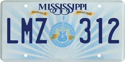 MS license plate LMZ312