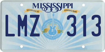 MS license plate LMZ313