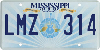 MS license plate LMZ314
