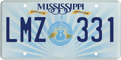 MS license plate LMZ331