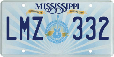 MS license plate LMZ332