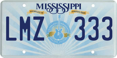 MS license plate LMZ333
