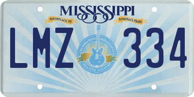 MS license plate LMZ334