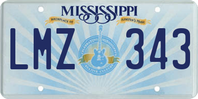MS license plate LMZ343