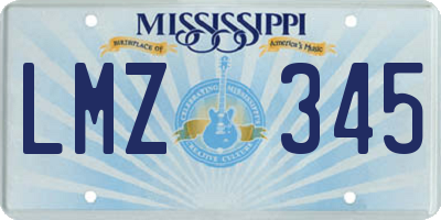 MS license plate LMZ345