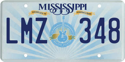 MS license plate LMZ348