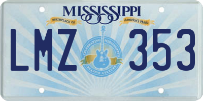 MS license plate LMZ353
