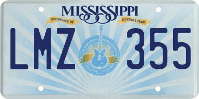 MS license plate LMZ355