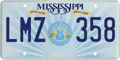 MS license plate LMZ358
