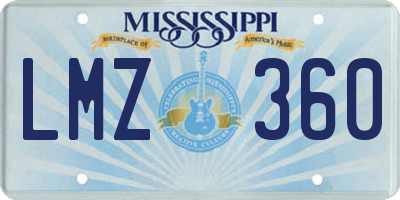 MS license plate LMZ360