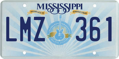 MS license plate LMZ361