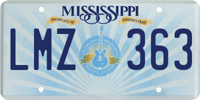 MS license plate LMZ363