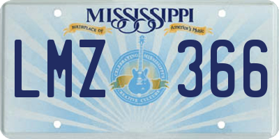 MS license plate LMZ366