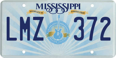 MS license plate LMZ372