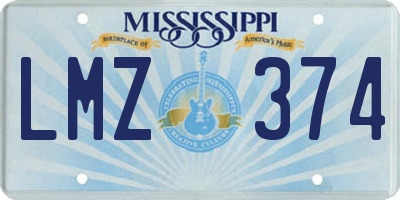 MS license plate LMZ374