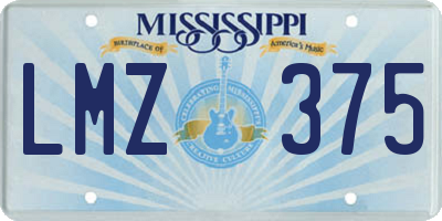 MS license plate LMZ375