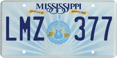 MS license plate LMZ377