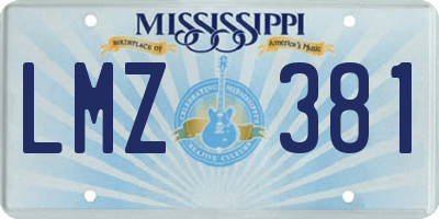 MS license plate LMZ381