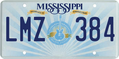 MS license plate LMZ384