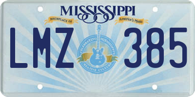 MS license plate LMZ385