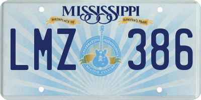 MS license plate LMZ386
