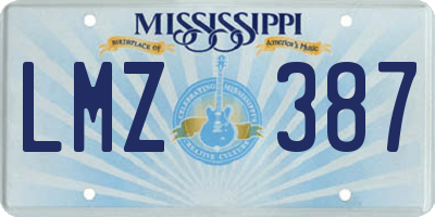 MS license plate LMZ387