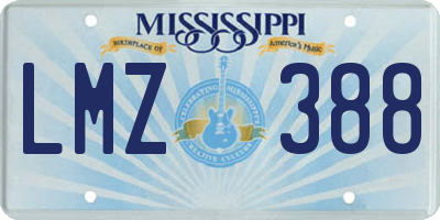 MS license plate LMZ388