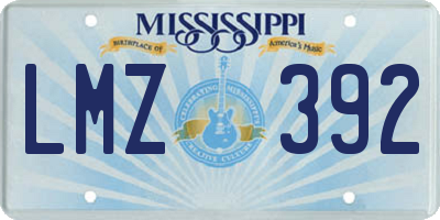 MS license plate LMZ392