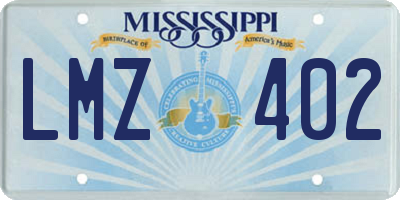MS license plate LMZ402