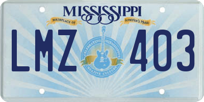 MS license plate LMZ403