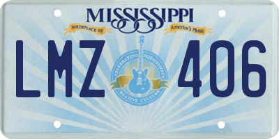 MS license plate LMZ406