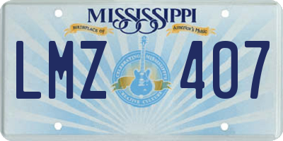 MS license plate LMZ407