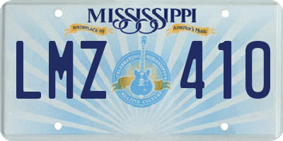MS license plate LMZ410
