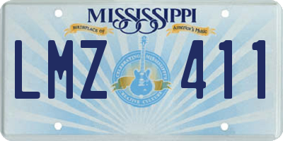 MS license plate LMZ411