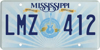 MS license plate LMZ412