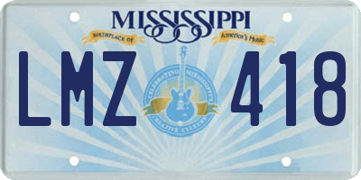 MS license plate LMZ418